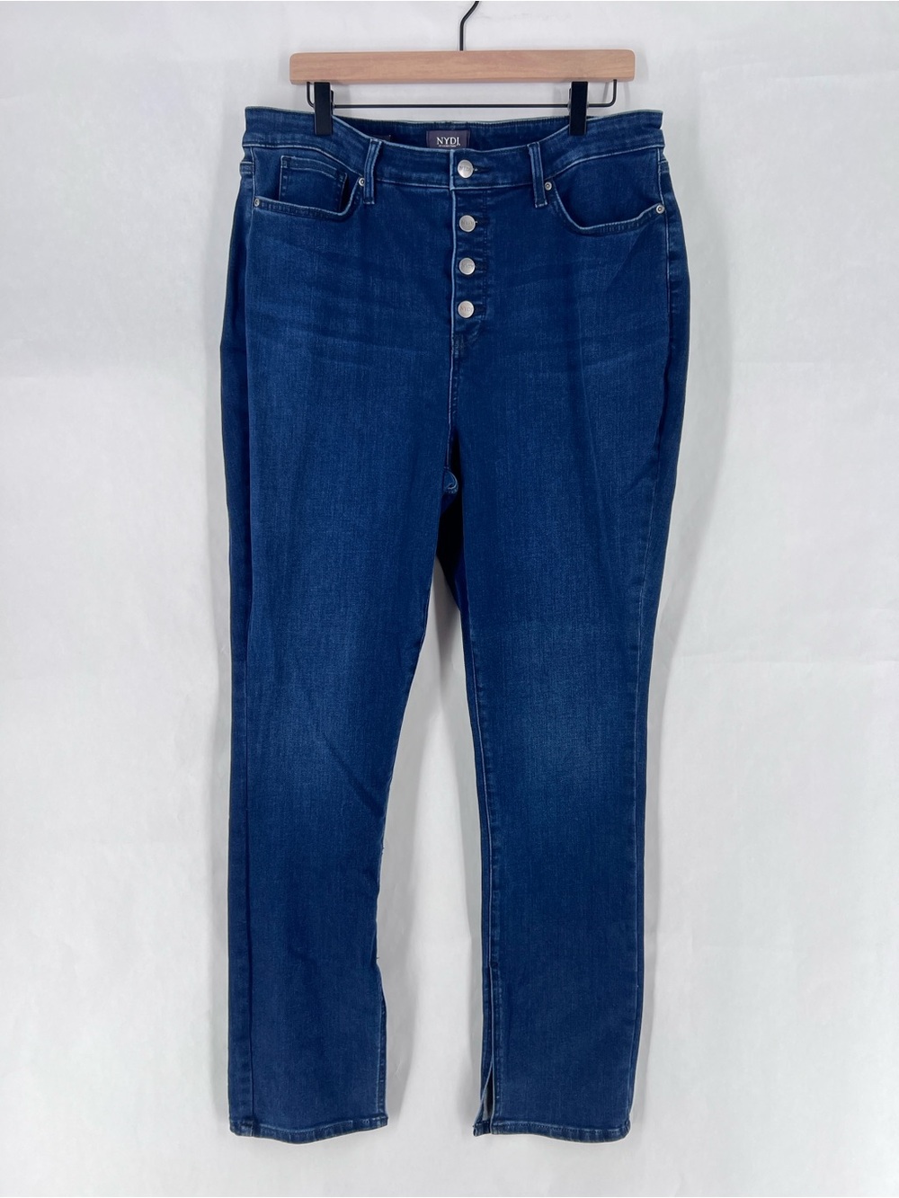 NYDJ‎ Clean Grant Alina High Waist Button Fly Split Hem Legging Skinny Jeans 16